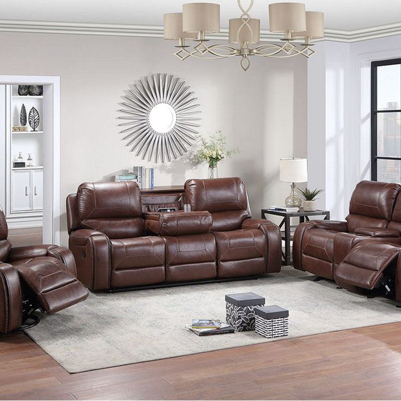 Chaise rembourrée Sotaro de 39,09 po, Simili cuir brun foncé
