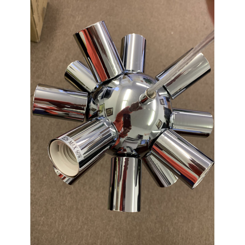 Luminaire suspendu unique à 12 lumières, Chrome