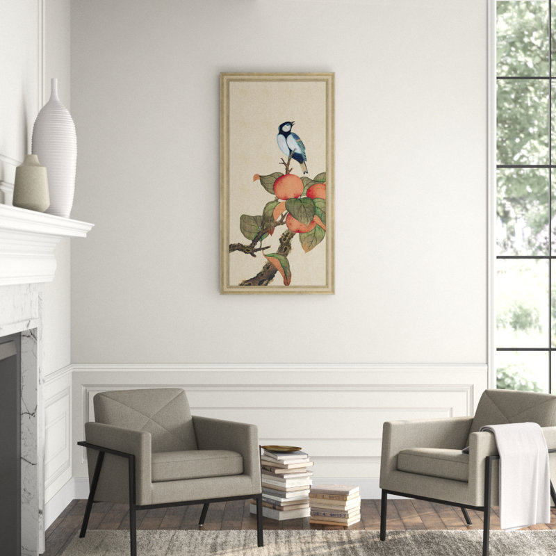 Birds and Fruit Triptych 1' Framed Graphic Art Print on Glass