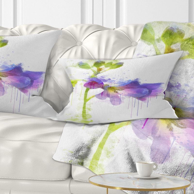 Coussin lombaire en aquarelle eustoma à la main floral