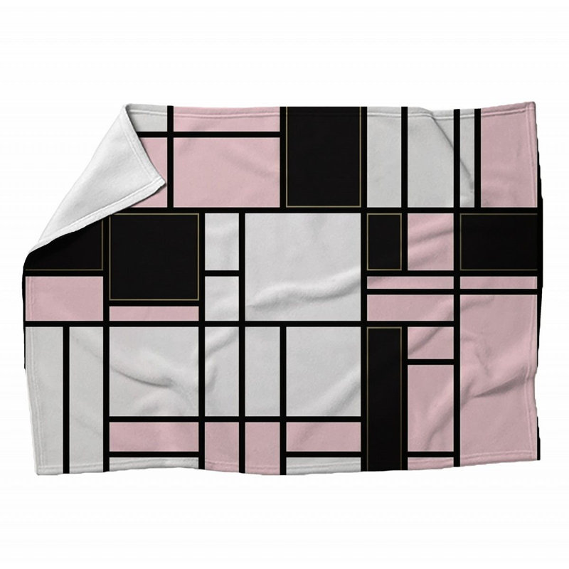 Machine Printed Throw Blanket, 80" L x 60" W, Plaid, Black/Pink