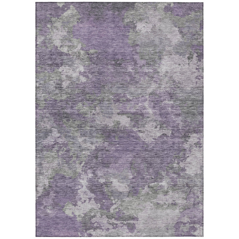 Machine Washable Indoor/Outdoor Xhevrie Purple Rug, Rectangle 3' x 5'