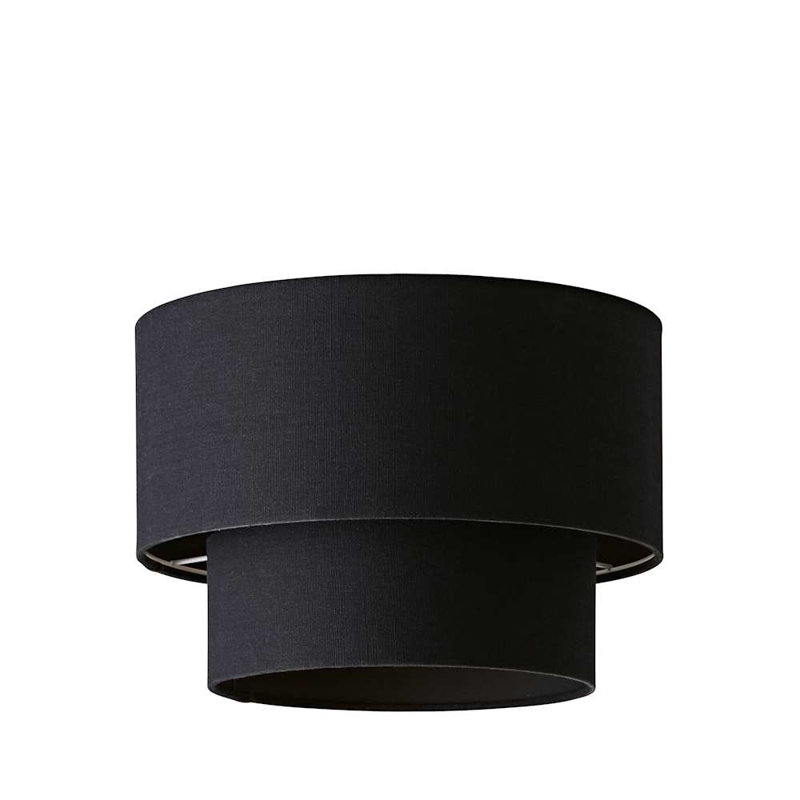 Talar 20cm H Linen Blend Drum Lamp Shade ( Slip-On ), Black