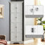 Armoire de rangement haute avec portes et 4 tablettes-1105427840