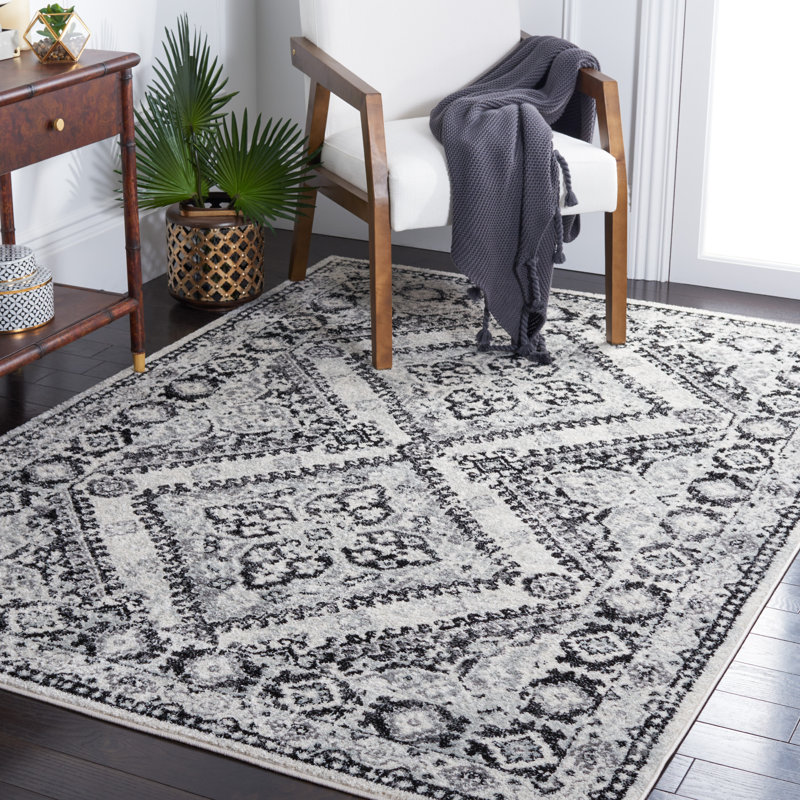 Tapis ivoire / noir Tulum 280, Rectangle 8 pi x 10 pi