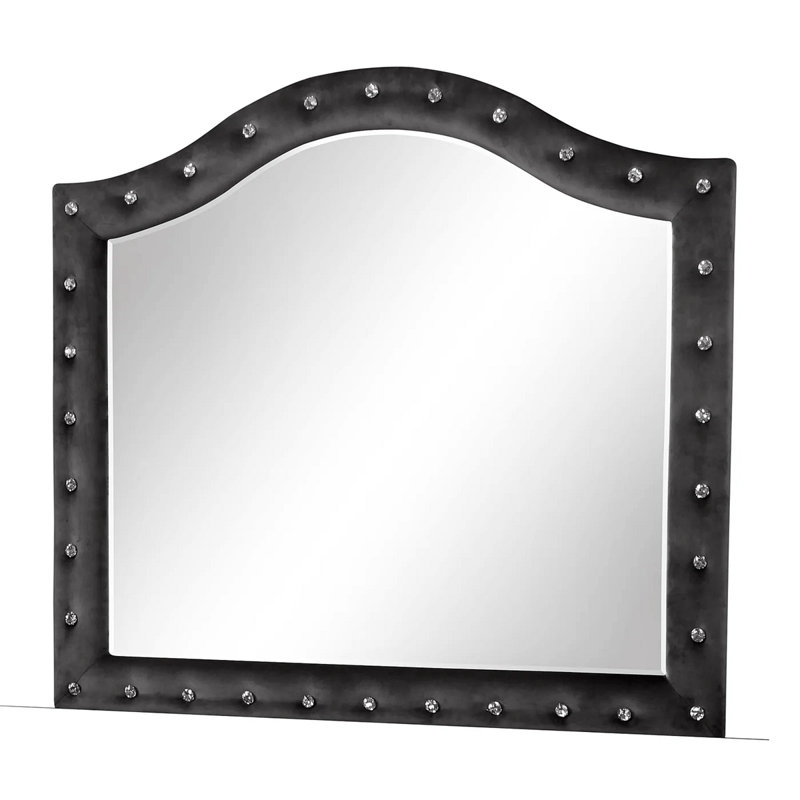 Miroir capitonné en cristal Sophia Modern Style, Gris