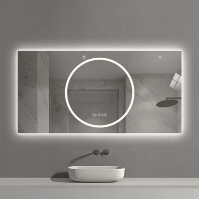 Bathroom Mirror With Led Lights , Anti-Fog Lighted Vanity Mirrors For Wall Mounted, 3 Colors And 6 Level Dimmable, Horizontal