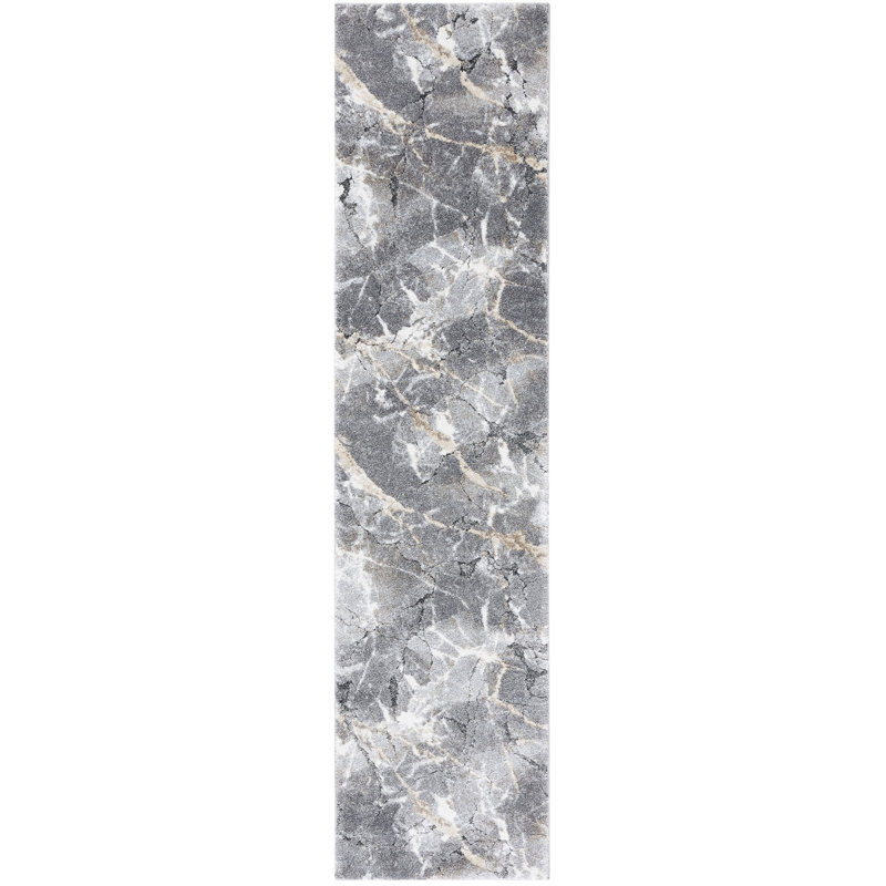 Makenna Abstract Gray/Beige Area Rug, Runner 2'2" x 9'