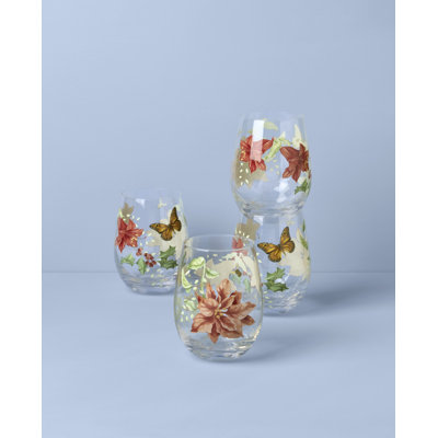 Lenox Butterfly Meadow Holiday Stemless Wine Glasses, Set Of 4