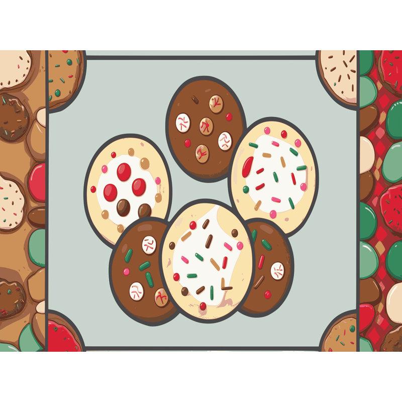 Tapis de vacances The Holiday Aisle® Cookies, Rectangle 5 pi x 7 pi
