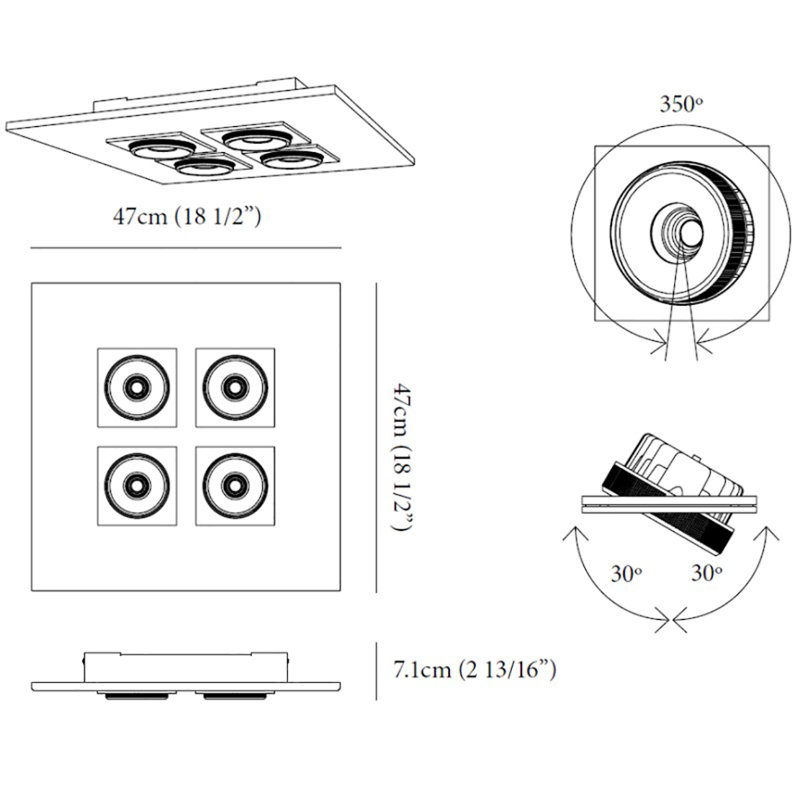 Marc 4 - Light 18.5039" Cluster Square LED Flush Mount
