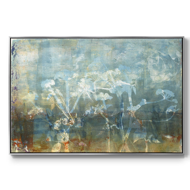 Bord de l'eau, H 17 po x l 25 po x P 2 po, Toile argentée avec cadre flottant