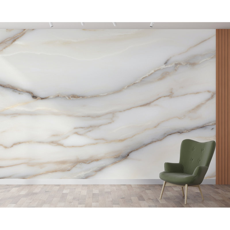 Murale luxueuse en marbre blanc - veinure beige gris doux - Effet de pierre élégant à grande échelle - Neutre indémodable