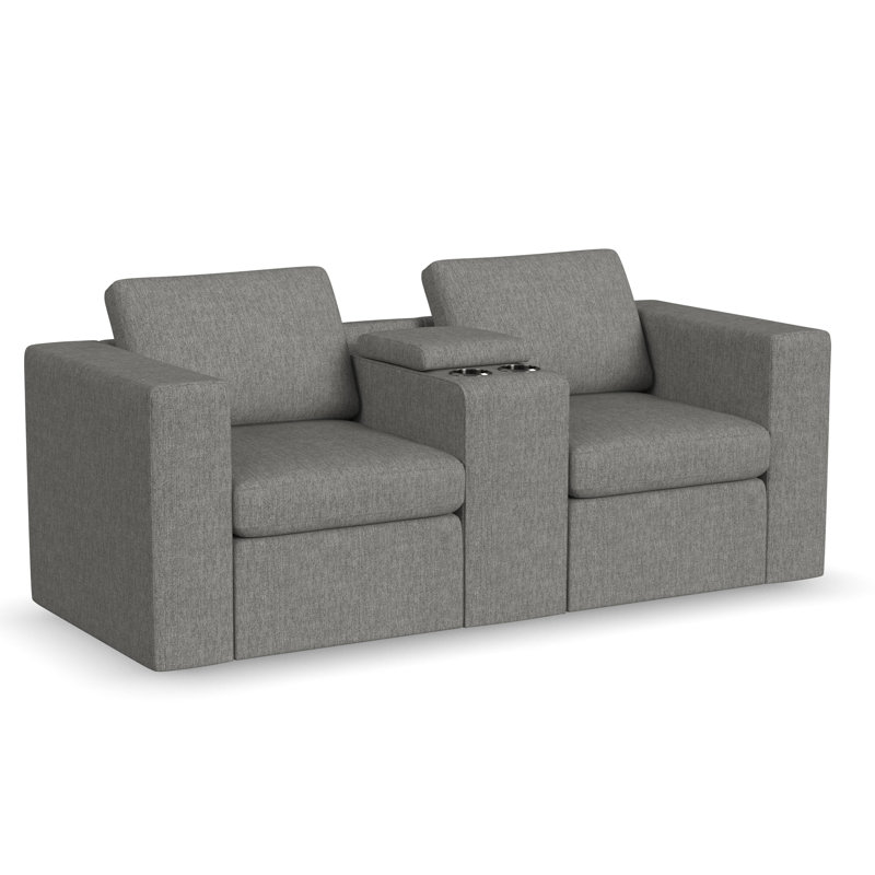 Lockheart 76" Modular Track Arm 2 Seater Loveseat with Storage Console, Gray