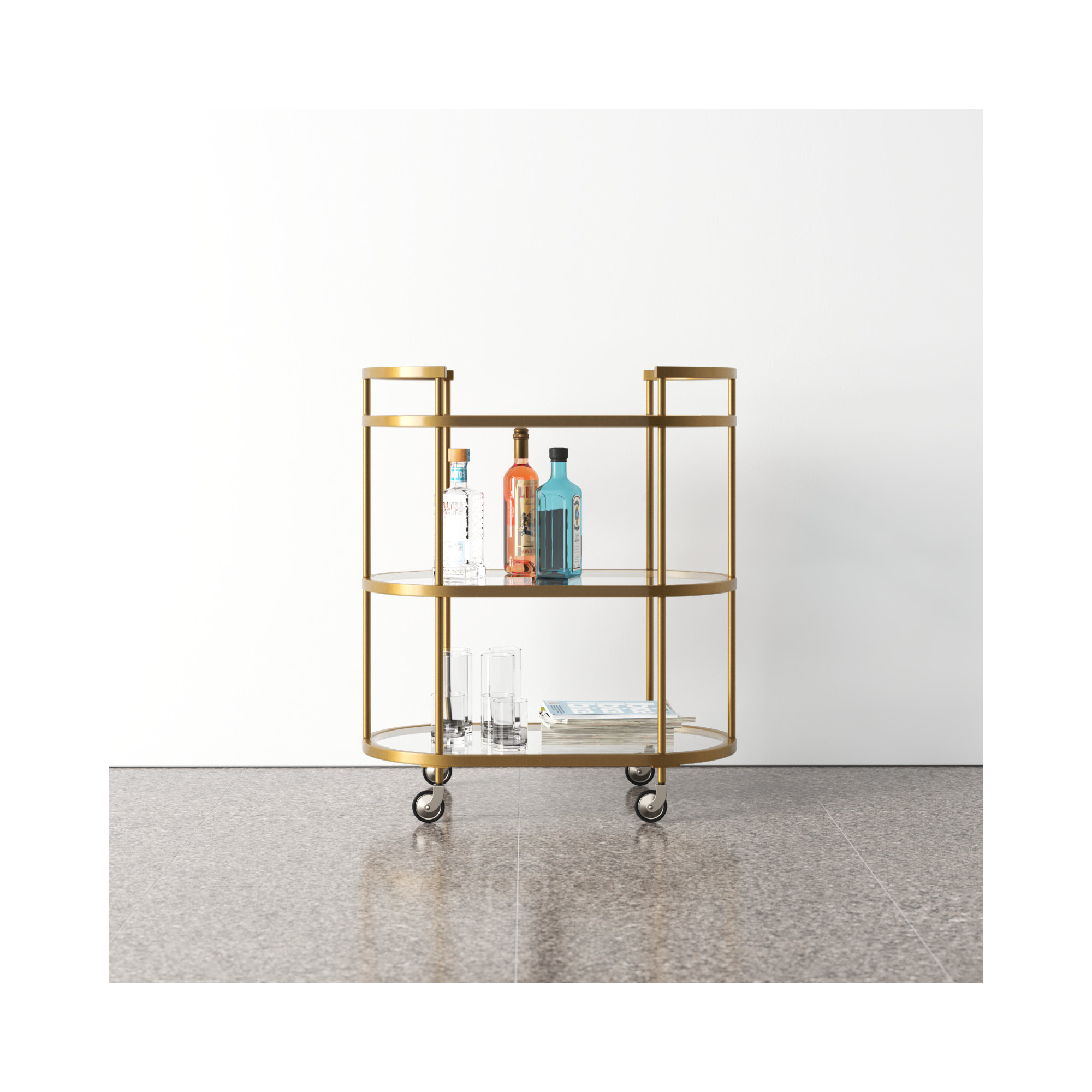 Rosario Metal Bar Cart, Brass