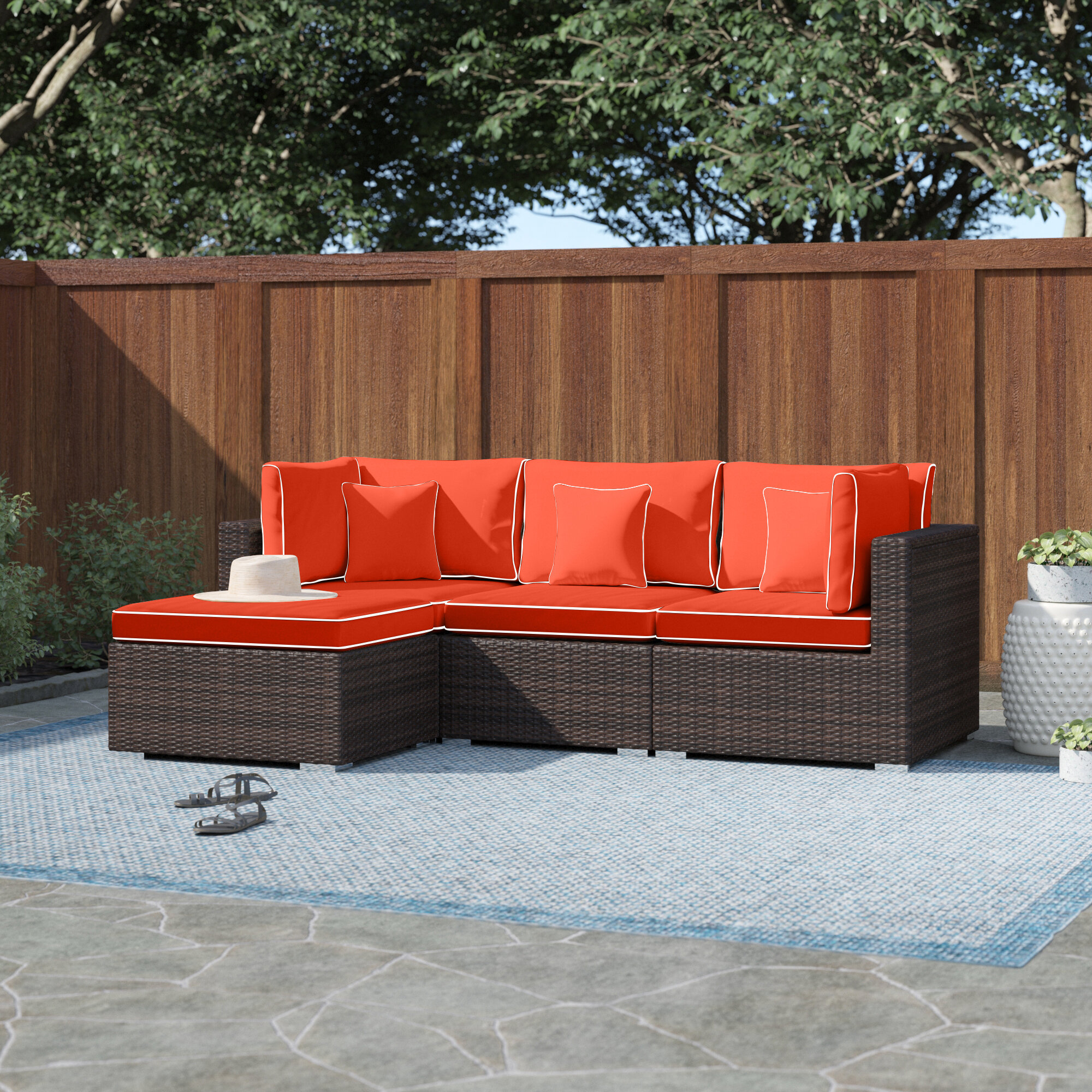 Red deals patio sectional