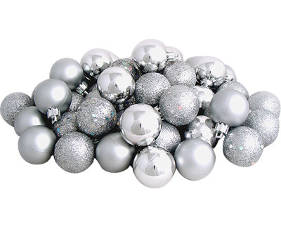 60ct Shatterproof 4-Finish Christmas Ball Ornaments 2.5" (60mm)