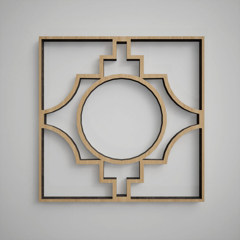 Gypsum Decorative Fretwork Wood Wall Panels, Extra Small, 7 3/8"W x 7 3/8"H x 3/8"T, White Oak