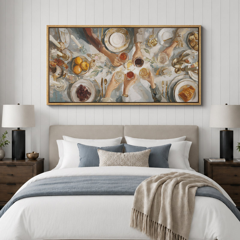 "Neutral Toned Feast Celebration", très grandes photos, impression sur toile encadrée, H 30 po x l 60 po, Naturel