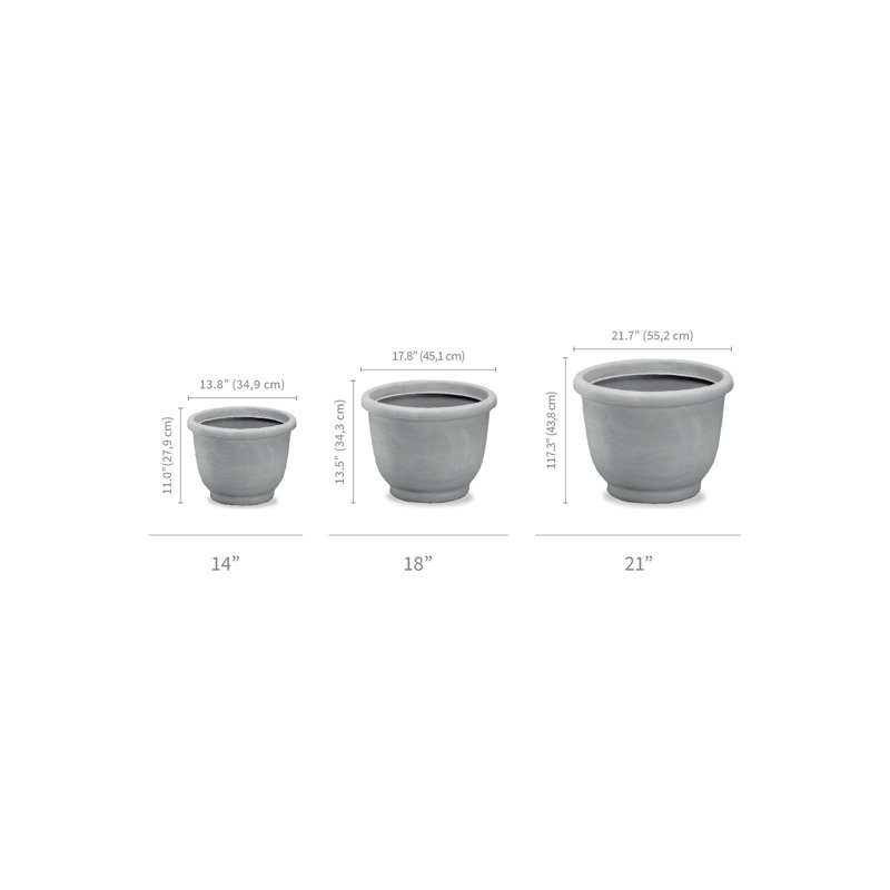 Resin Pot Planter, 17.25" H x 21.73" W x 21.73" D, Caviar Black