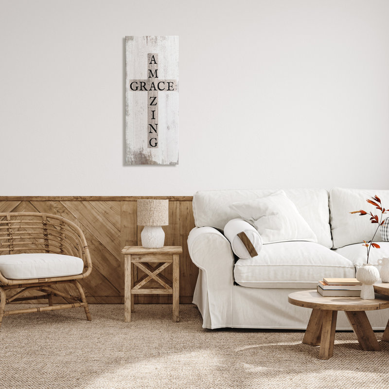 «Amazing Grace Rustic Cross» par Daphne Polselli - impression d'art graphique, H 40 po x l 17 po