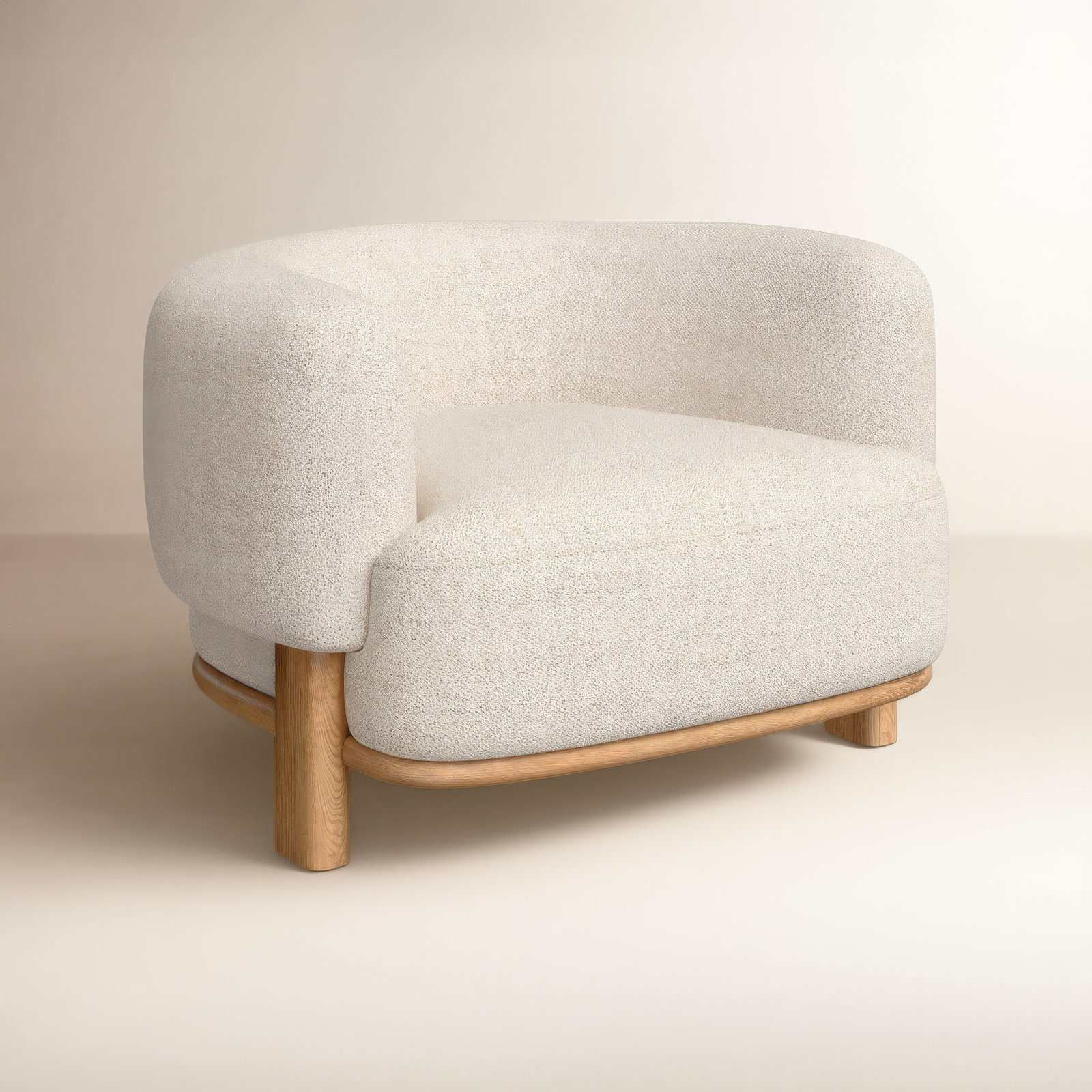 Moris Upholstered Barrel Chair, Cream