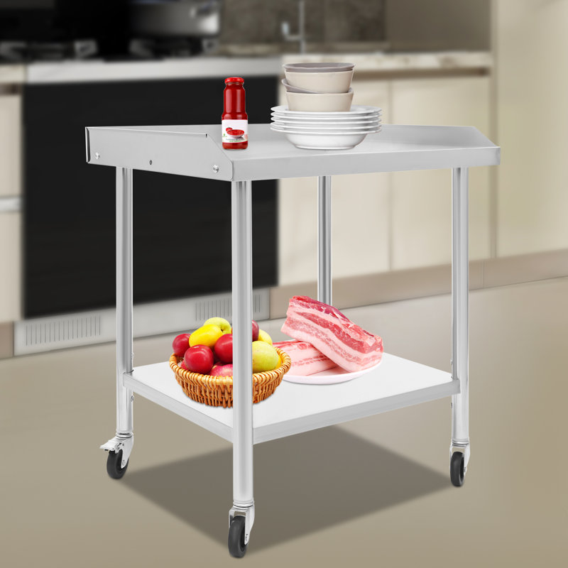 2-Tier Stainless Steel Work Table, 29.92" H x 23.62" W x 23.62" D