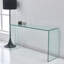 Console en verre, console en verre trempé transparent avec bureaux à bords arrondis, table de canapé