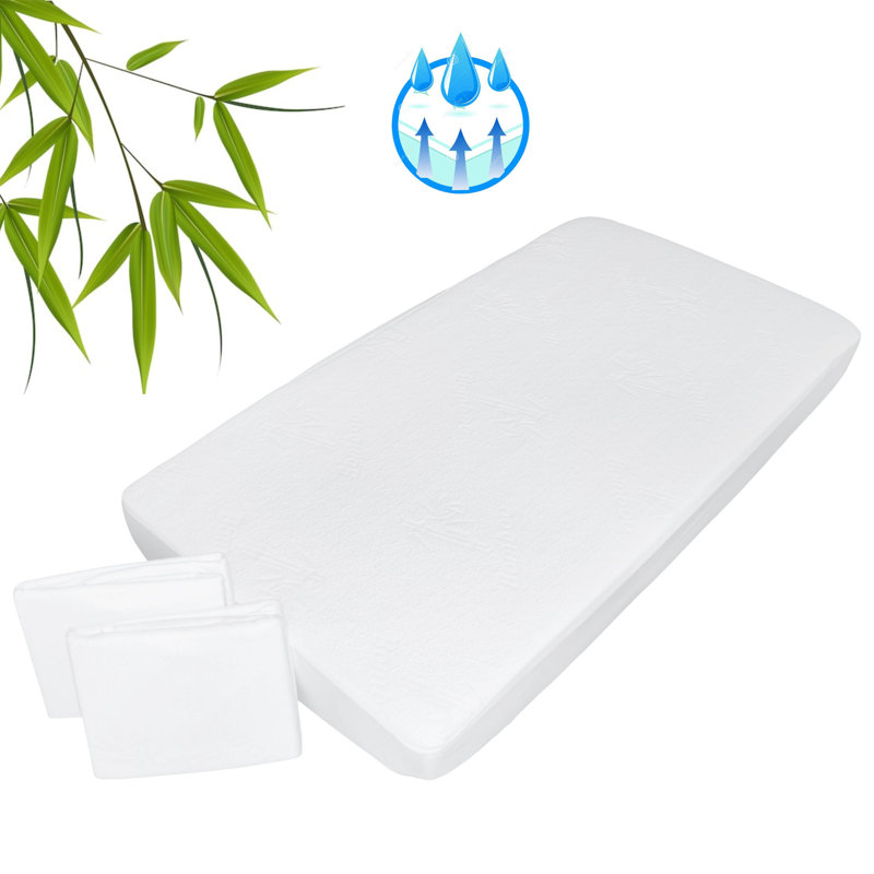 Waterproof Bamboo Rayon Crib Mattress Pad 2 pack Aishi 
