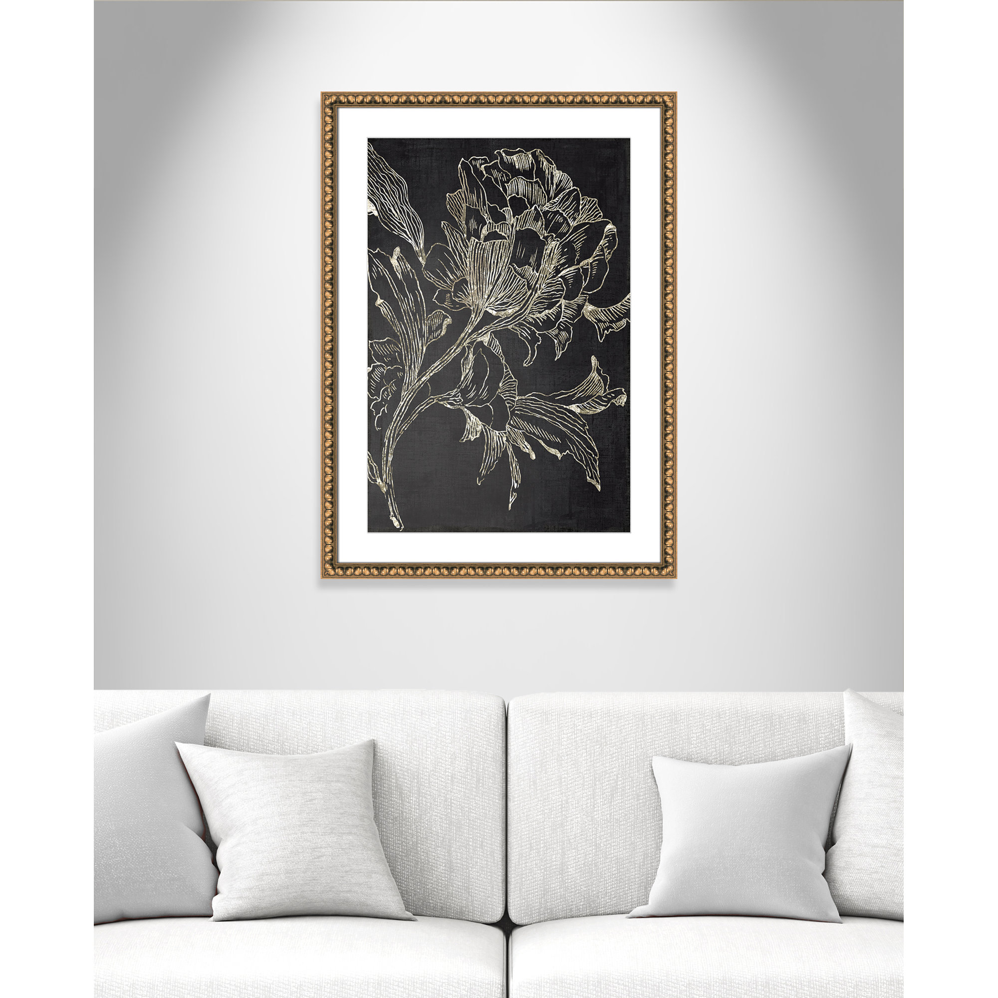 Golden Flower Folklore I by Asia Jensen - Picture Frame Graphic Art Print, Gold Bead Framed, 36.5" H x 26.5" W
