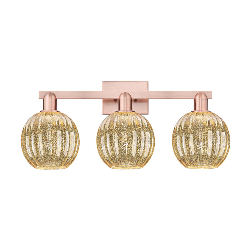 Eldon - 3 Light 26" Globe Shade Bath Vanity Light, Cuivre antique, Mercure