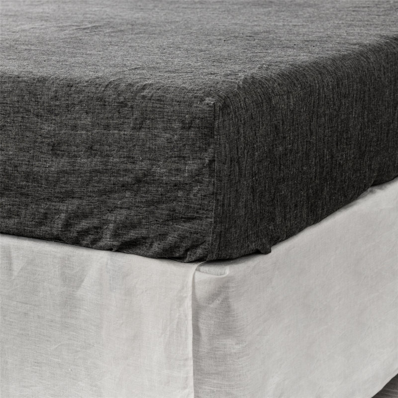 Blue Linen Queen Fitted sheet, Queen Fitted Sheet, Onyx
