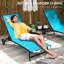 Chaise longue d'extérieur avec roulettes et positions réglables en bleu pour patio, plage, cour, chaise longue de piscine 5 positions,