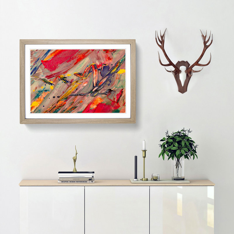 Abstract Art Painting Vol.12 by S.Johnson - Picture Frame Painting Print, 62cm H x 87cm W x 2cm D, Oak Framed