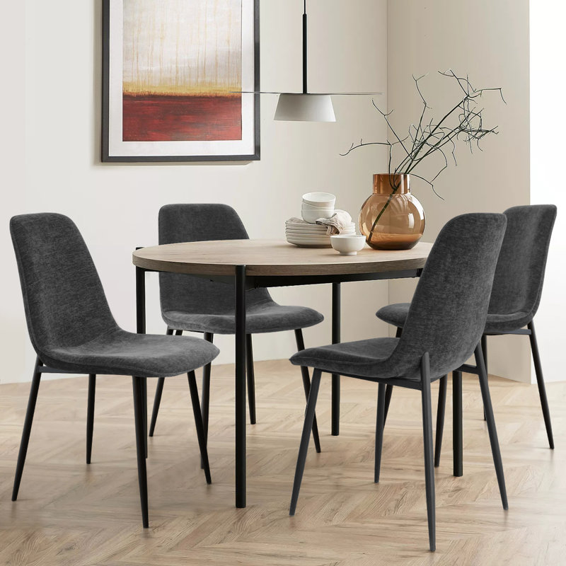 Chaise rembourrée en tissu Sheryl, Gris foncé