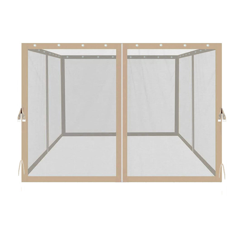 Filet de pavillon de jardin 10 pi x 10 pi, beige avec fermetures à glissière, l 116,5 po de profondeur, 81,1 po de hauteur, attaché par des anneaux à pression et des sangles de fixation sécurisées
