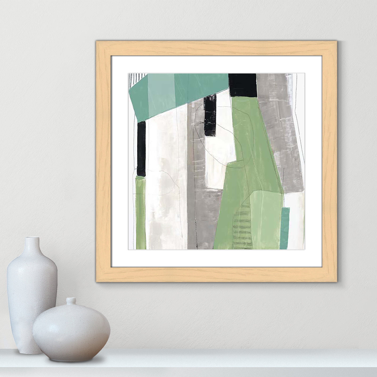 Evergreen Essence I Print, 25" H x 25" W x 1.25" D, Natural Cube Framed
