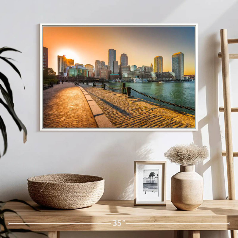 Fan Pier Park, Massachusetts, 25 po x 17 po, Cadre flottant blanc