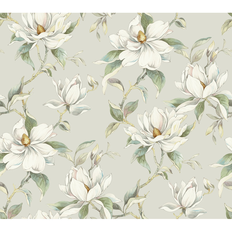 Papier peint blanc Garden Jewels, Gris