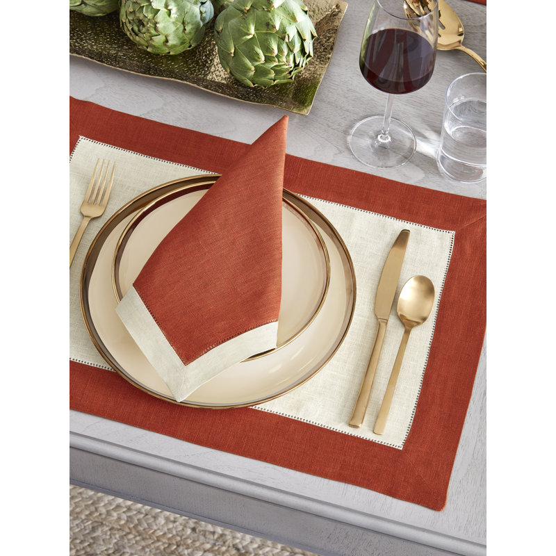 Roma Linen Rectangle Placemats, Avocado/Apple