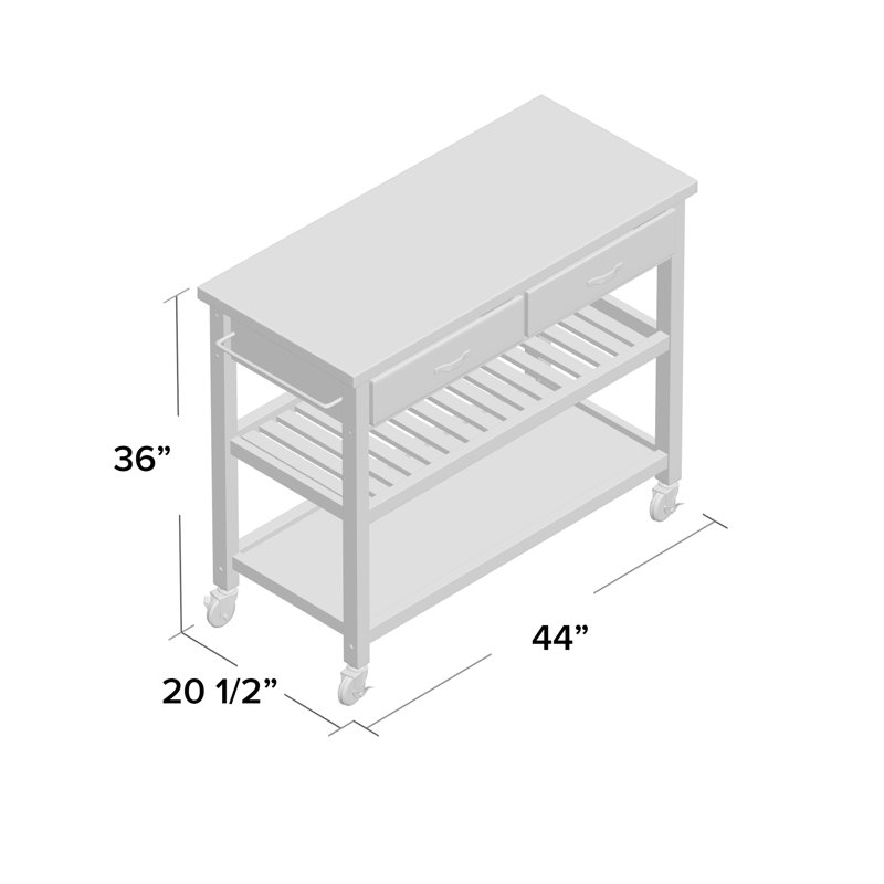 Chariot de cuisine avec plateau en acier inoxydable Drumtullagh