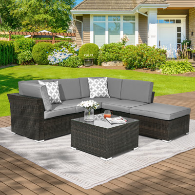 5 - Person Modular Patio Conversation Set with Cushions