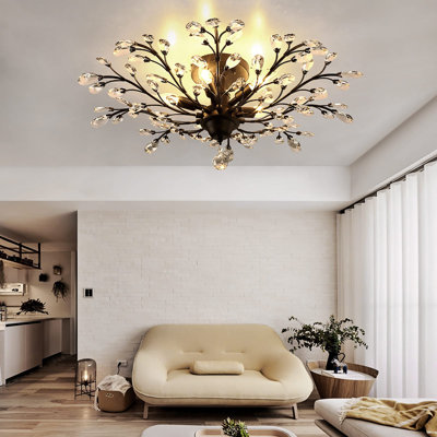 Unique Contemporary Crystal Flower Chandelier