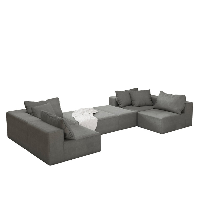 Ensemble de canapé modulaire rembourré Modern, Chenille grise 