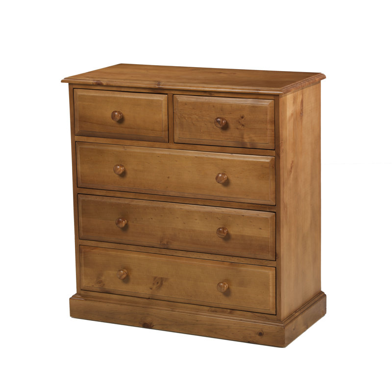 Hendon Solid Wood 90cm W 5 - Drawer Chest of Drawers