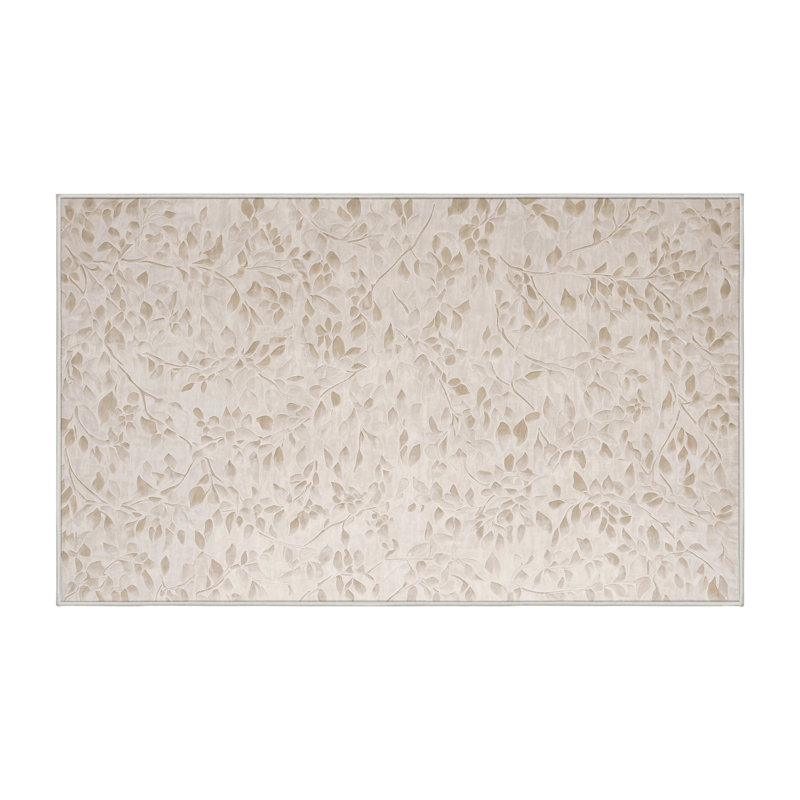 Machine Washable Beige Area Rug, Rectangle 5' x 7'