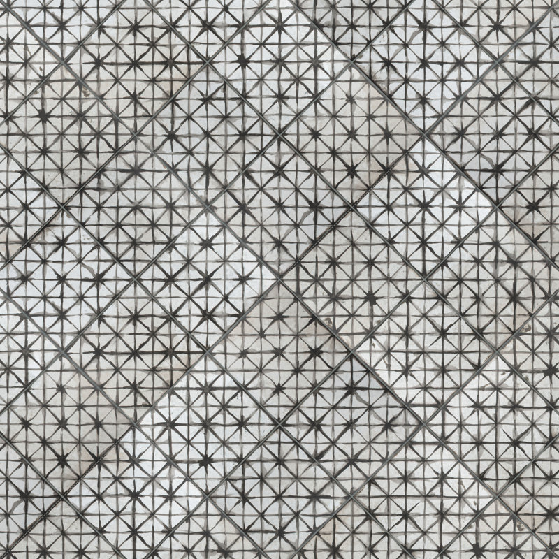 Kings Temple 18" x 18" Ceramic Patterned Wall & Floor Tile, Black
