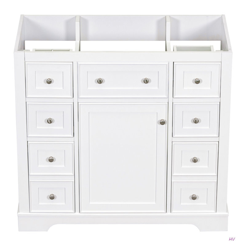 Meuble-lavabo 36 po sans lavabo, base d'armoire seulement, une armoire et six tiroirs