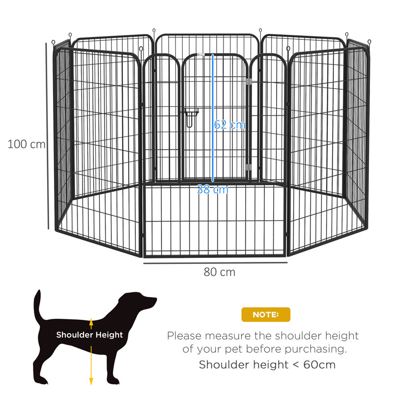 8 Panels Heavy Duty Puppy Play Pen for Large Medium Dogs 100Hcm