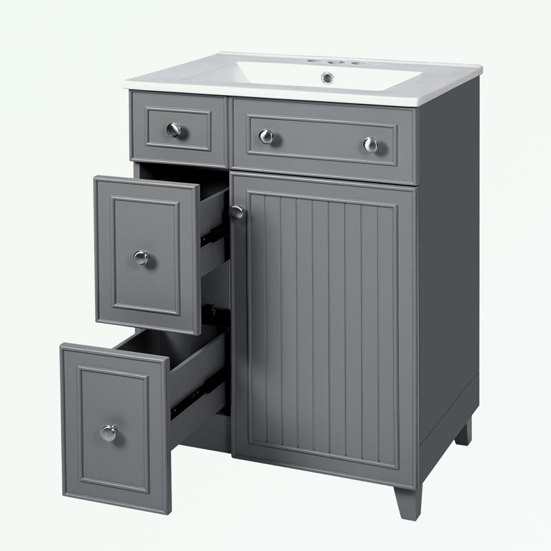 Armoire de salle de bain Madielyn, Gris, Silver